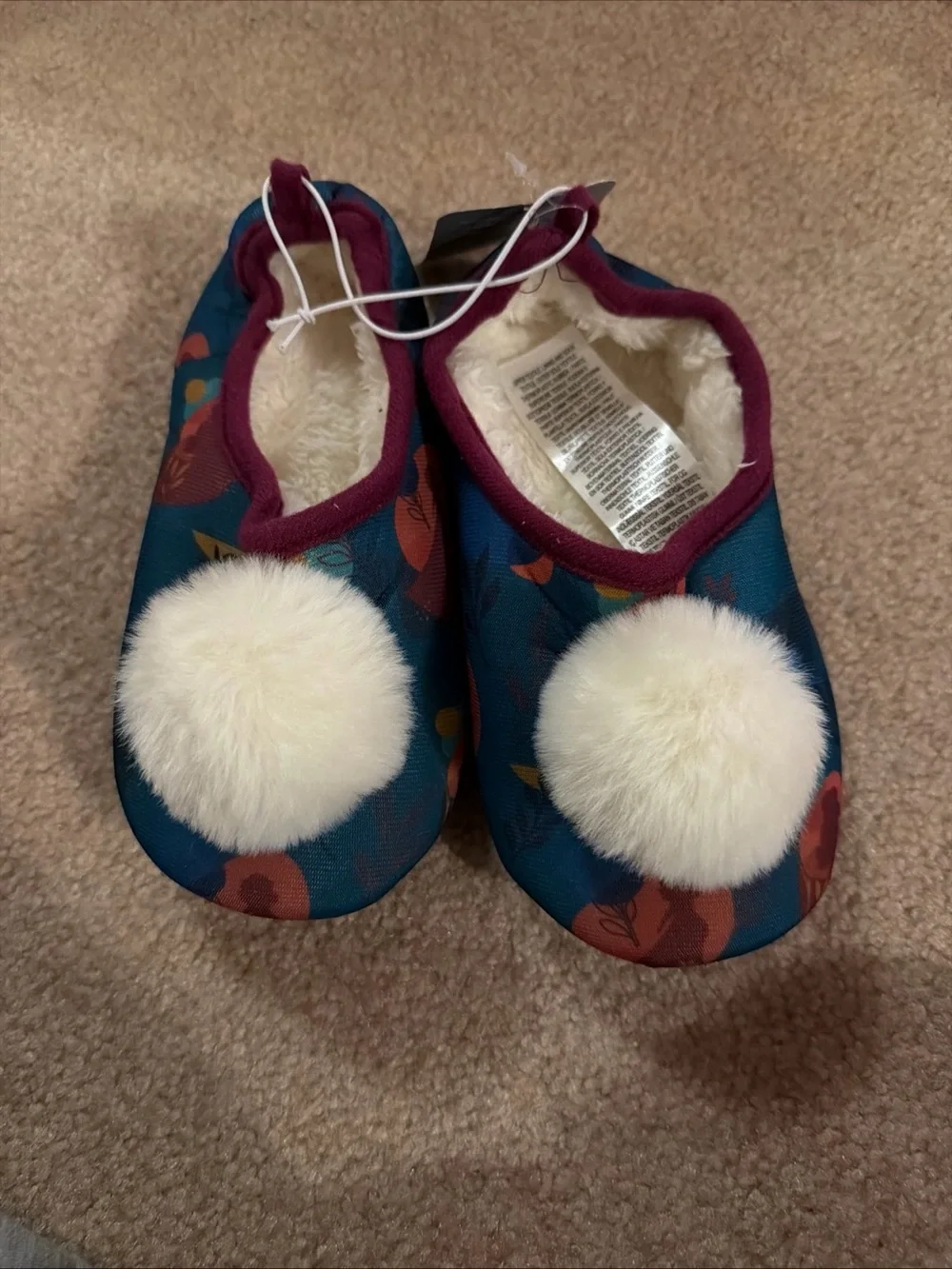 NWT Disney Store Frozen 2 slippers kids featuring teal floral pattern Size 13/1